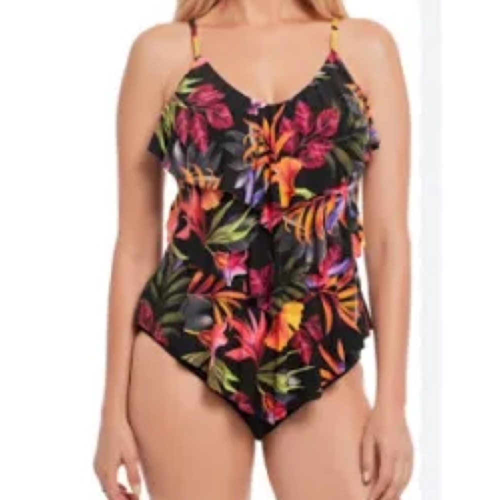 Magicsuit Oasis Rita Tankini Top Size 10 Slimming Floral Tropical Flattering